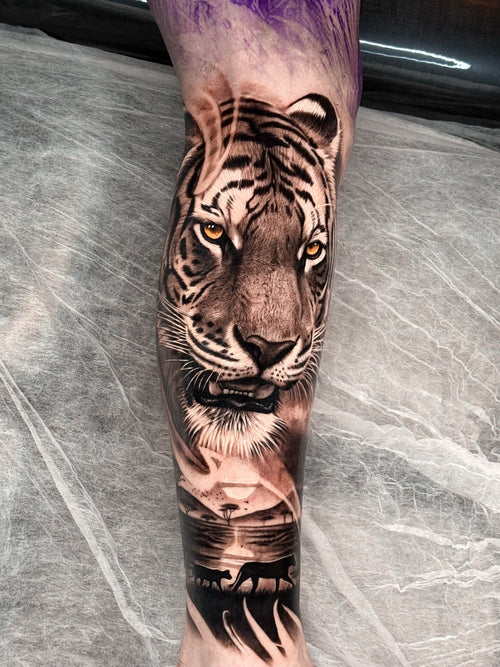 Tiger am Unterschenkel von Rafael Esteves